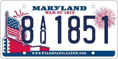 MD license plate 8AQ1851