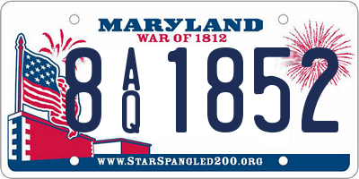 MD license plate 8AQ1852
