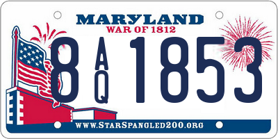 MD license plate 8AQ1853