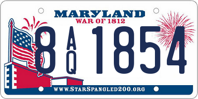 MD license plate 8AQ1854