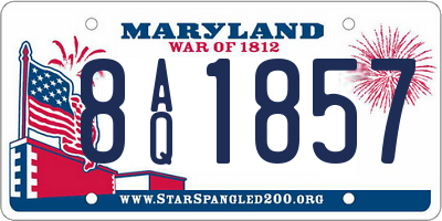 MD license plate 8AQ1857