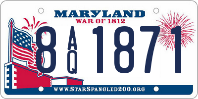 MD license plate 8AQ1871