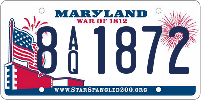 MD license plate 8AQ1872