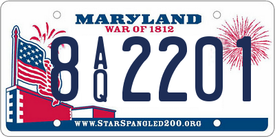 MD license plate 8AQ2201