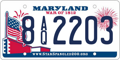 MD license plate 8AQ2203