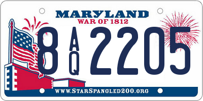 MD license plate 8AQ2205