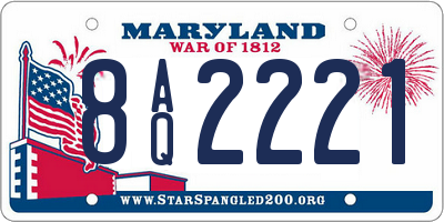 MD license plate 8AQ2221