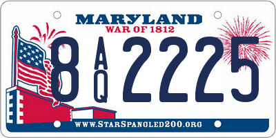 MD license plate 8AQ2225