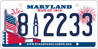 MD license plate 8AQ2233