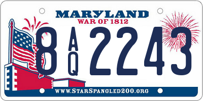 MD license plate 8AQ2243