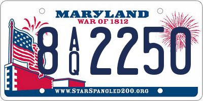 MD license plate 8AQ2250