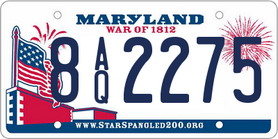 MD license plate 8AQ2275