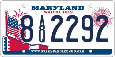 MD license plate 8AQ2292
