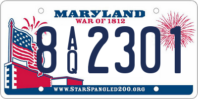 MD license plate 8AQ2301