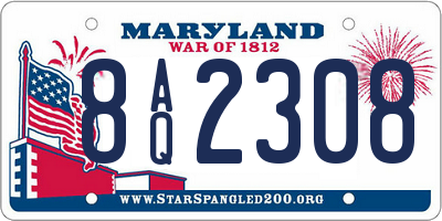 MD license plate 8AQ2308