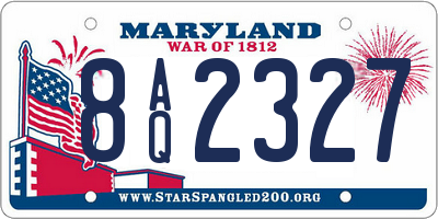 MD license plate 8AQ2327
