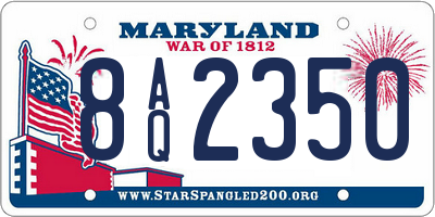 MD license plate 8AQ2350