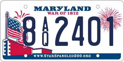 MD license plate 8AQ2401