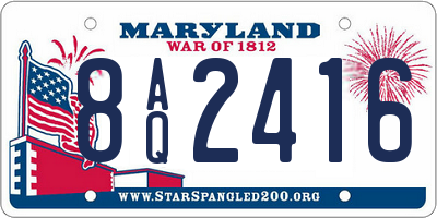 MD license plate 8AQ2416