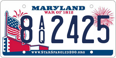MD license plate 8AQ2425