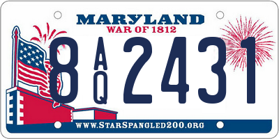 MD license plate 8AQ2431