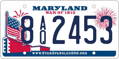 MD license plate 8AQ2453