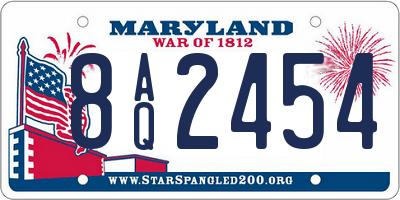 MD license plate 8AQ2454
