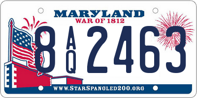 MD license plate 8AQ2463