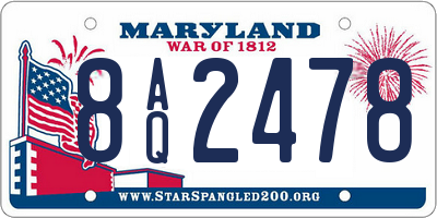 MD license plate 8AQ2478