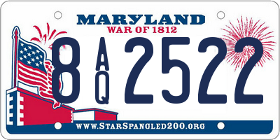 MD license plate 8AQ2522