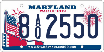 MD license plate 8AQ2550
