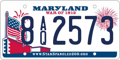MD license plate 8AQ2573