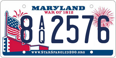MD license plate 8AQ2576