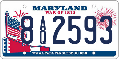 MD license plate 8AQ2593