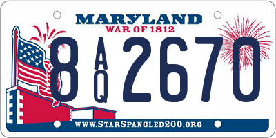MD license plate 8AQ2670