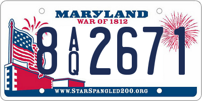 MD license plate 8AQ2671