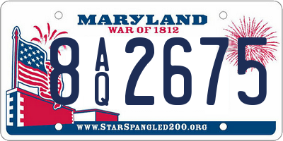 MD license plate 8AQ2675