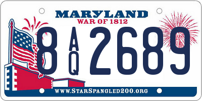 MD license plate 8AQ2689