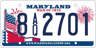 MD license plate 8AQ2701