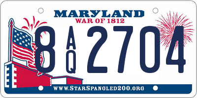 MD license plate 8AQ2704
