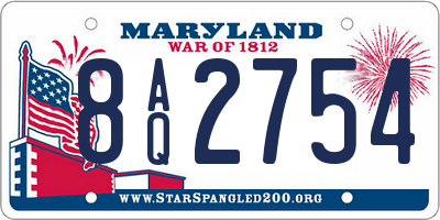MD license plate 8AQ2754