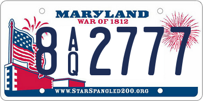 MD license plate 8AQ2777