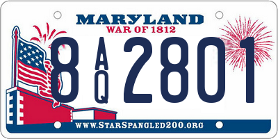 MD license plate 8AQ2801