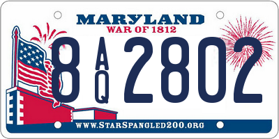 MD license plate 8AQ2802