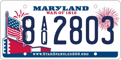 MD license plate 8AQ2803
