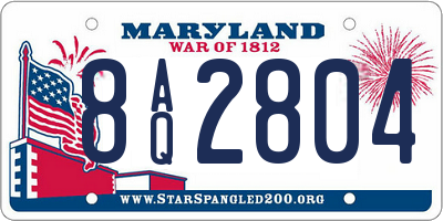 MD license plate 8AQ2804