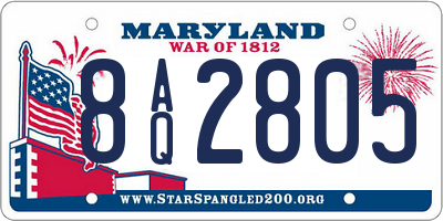 MD license plate 8AQ2805