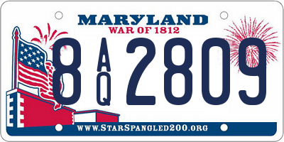 MD license plate 8AQ2809