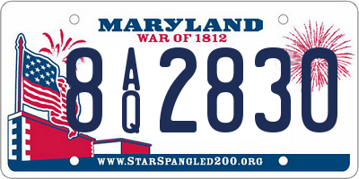 MD license plate 8AQ2830