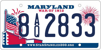 MD license plate 8AQ2833